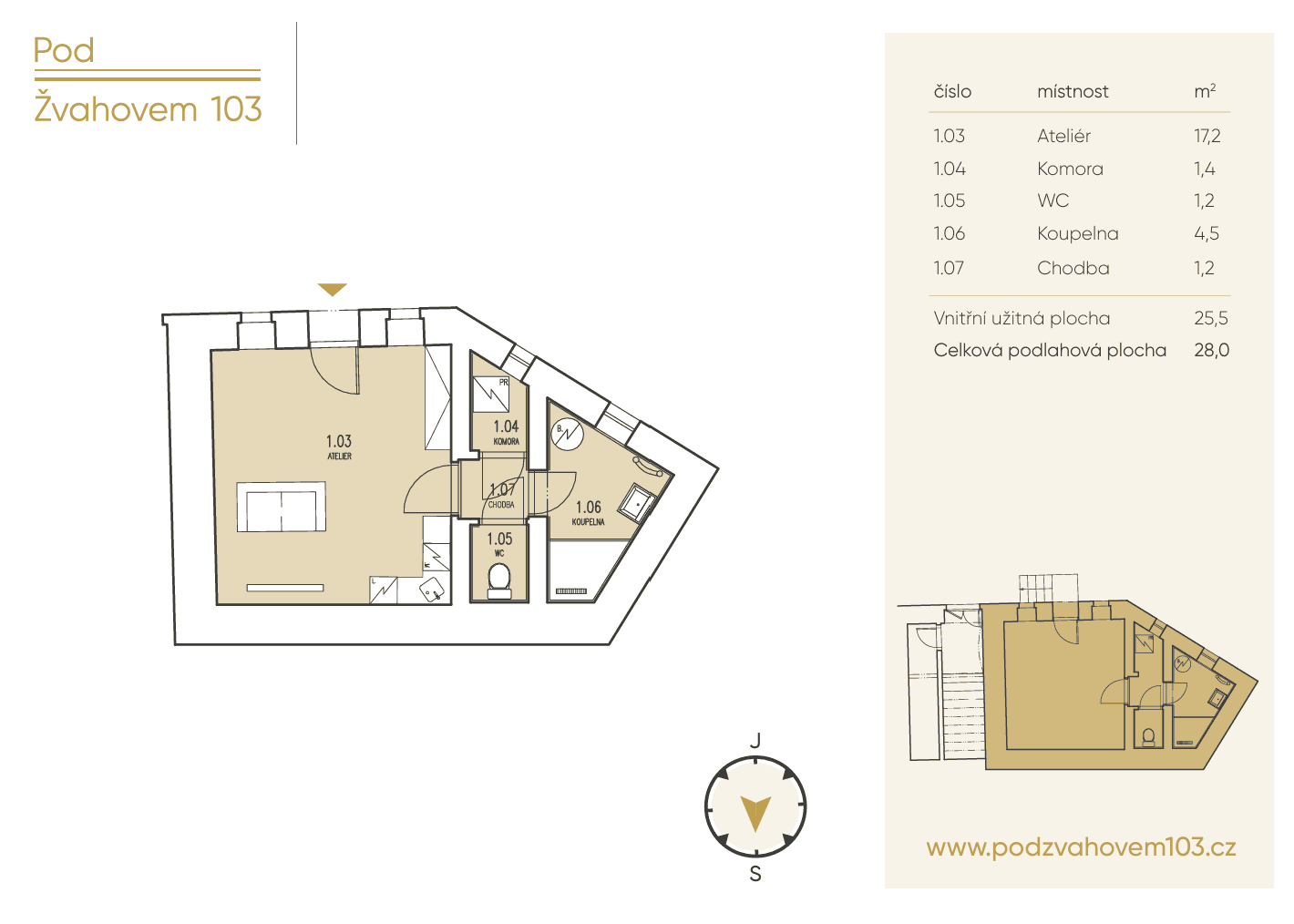 Pronájem bytu 1+kk 28 m², Pod Žvahovem, Praha, Praha Pronájem bytu 1+kk 28 m², Pod Žvahovem, Praha, Praha