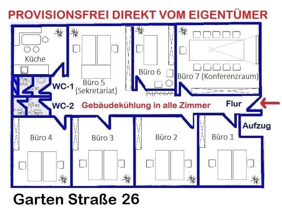 Pronájem kanceláře 233 m², GartenStr. 26, Karlsruhe, Bádensko-Württembersko Pronájem kanceláře 233 m², GartenStr. 26, Karlsruhe, Bádensko-Württembersko