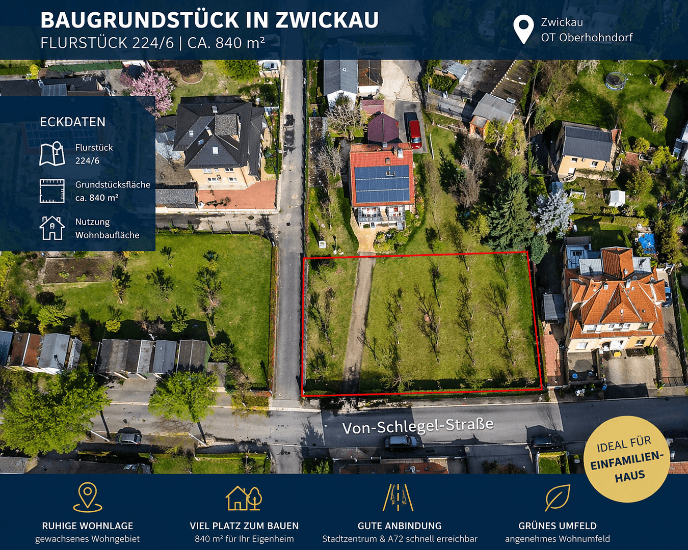 Prodej pozemku 840 m², Von-Schlegel-Straße 0, Cvikov, Sasko Prodej pozemku 840 m², Von-Schlegel-Straße 0, Cvikov, Sasko