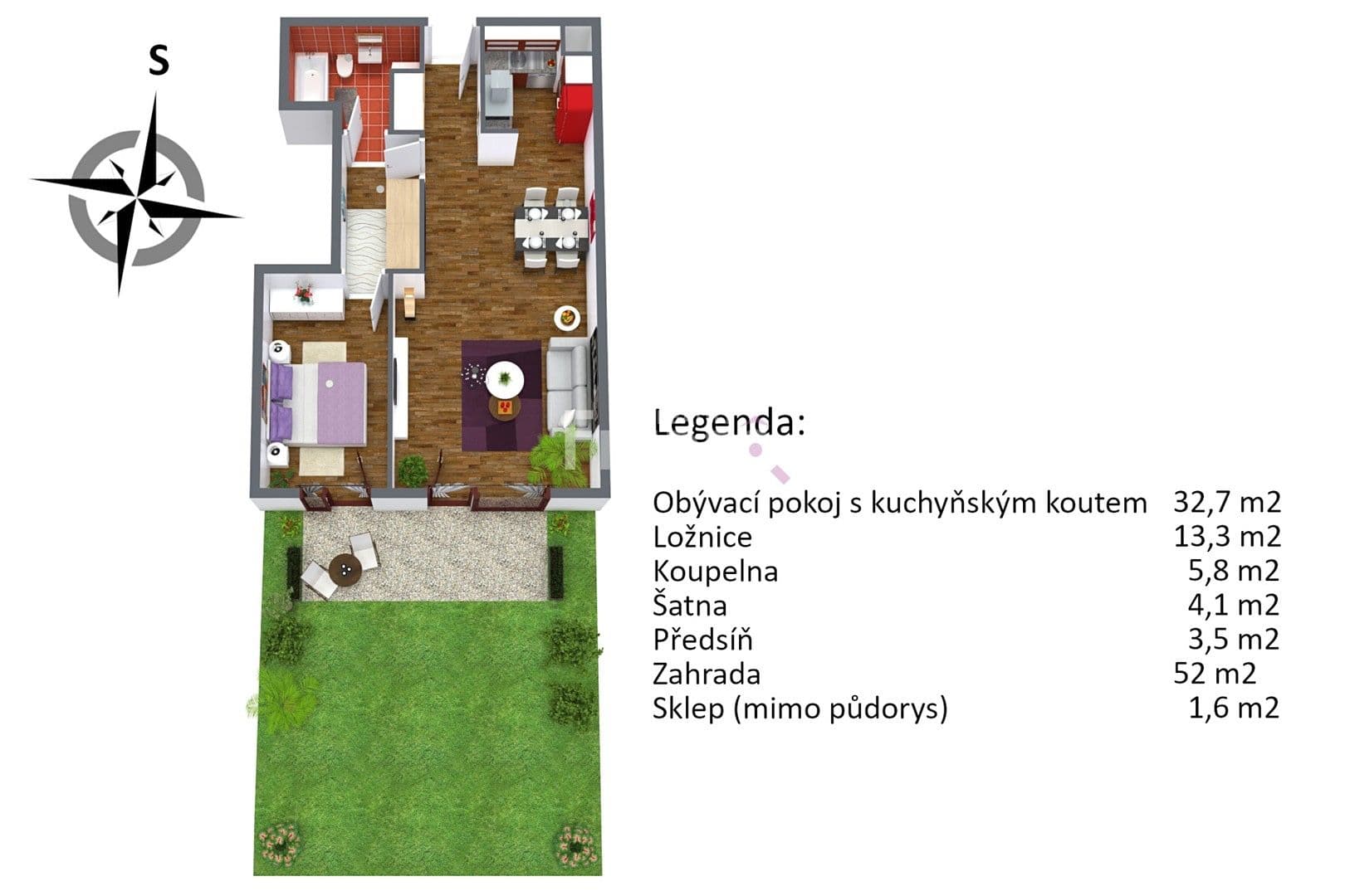 Pronájem bytu 2+kk 59 m², Na Srážku, Praha, Praha Pronájem bytu 2+kk 59 m², Na Srážku, Praha, Praha