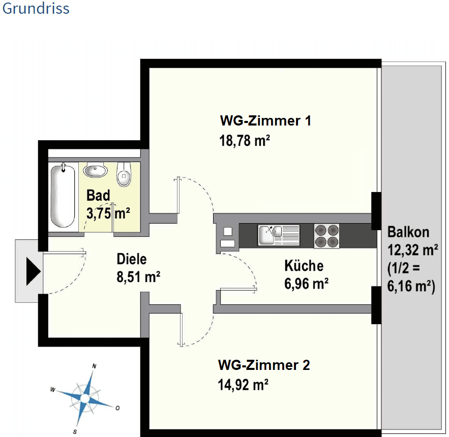 Pronájem bytu 2+1 60 m², Germering, Bavorsko Pronájem bytu 2+1 60 m², Germering, Bavorsko