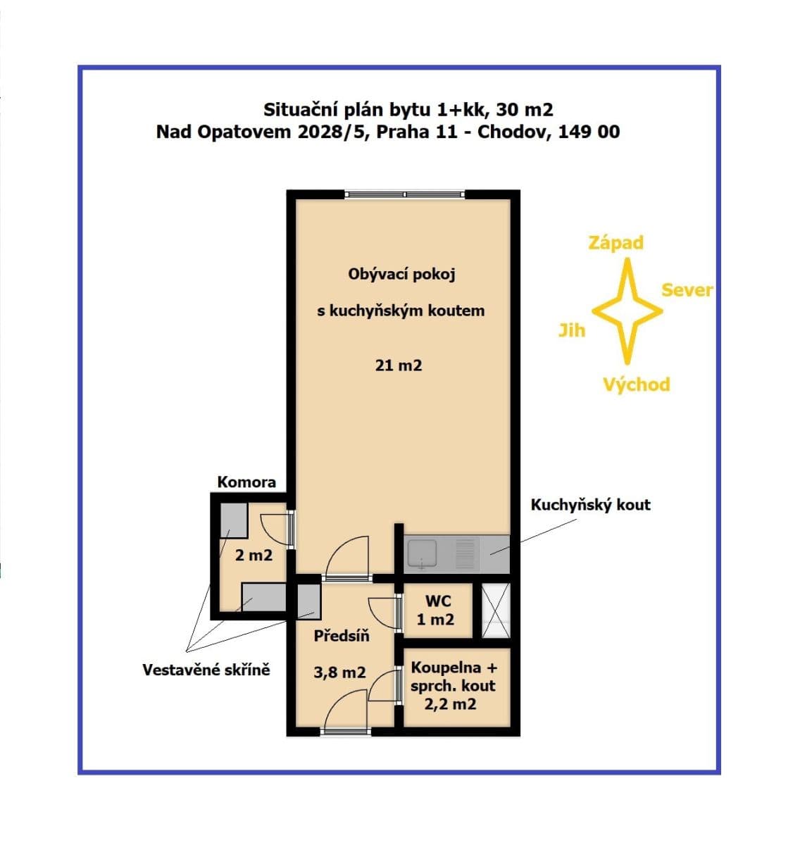 Pronájem bytu 1+kk 30 m², Nad Opatovem, Praha, Praha Pronájem bytu 1+kk 30 m², Nad Opatovem, Praha, Praha