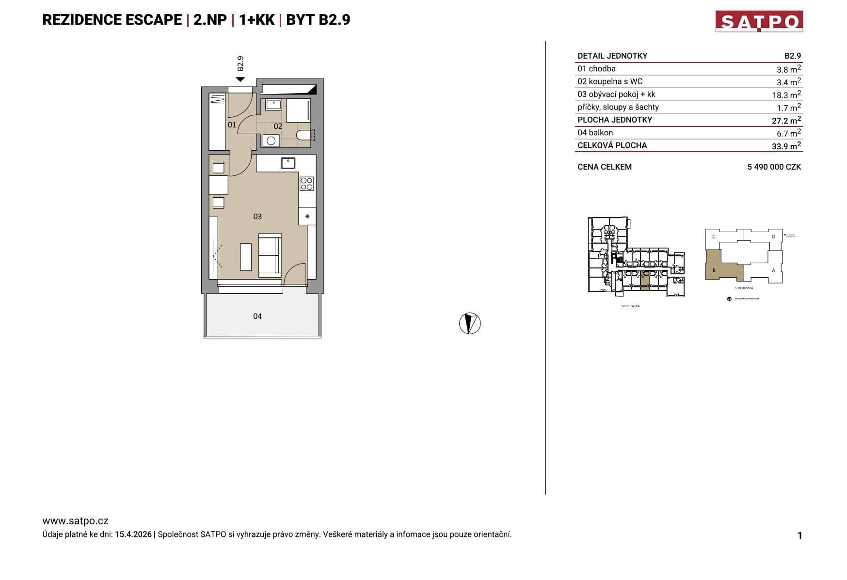 Prodej bytu 1+kk 27 m², Stochovská, Praha, Praha Prodej bytu 1+kk 27 m², Stochovská, Praha, Praha