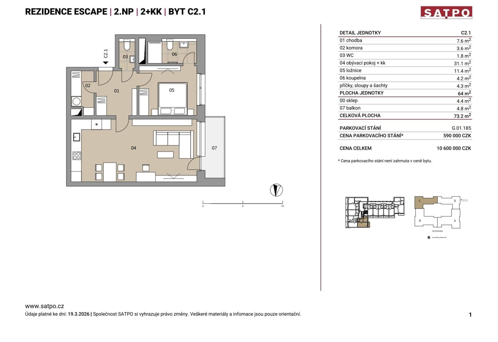 Prodej bytu 2+kk 64 m², Stochovská, Praha, Praha Prodej bytu 2+kk 64 m², Stochovská, Praha, Praha