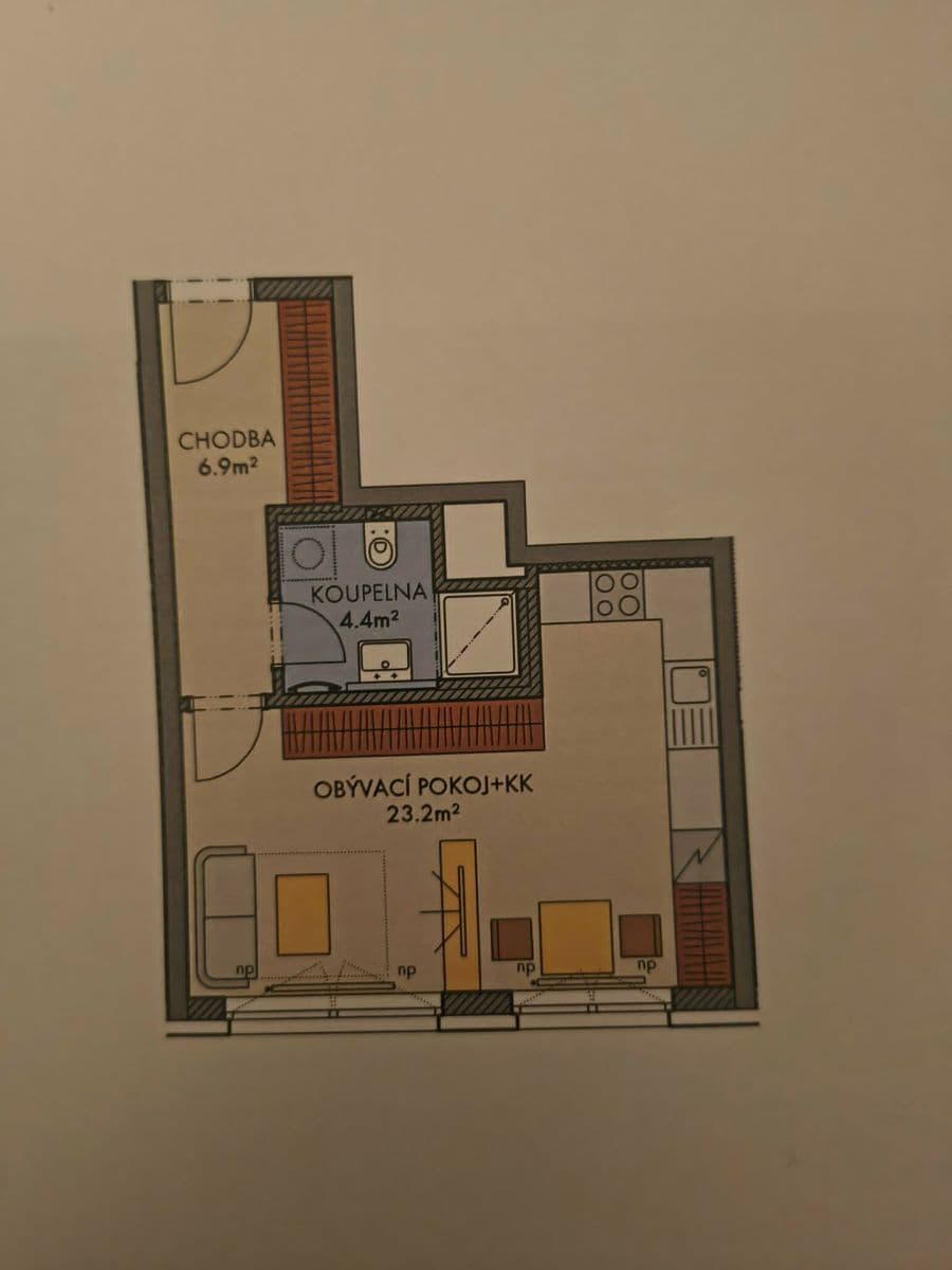 Pronájem bytu 1+kk 36 m², Pod Harfou, Praha, Praha Pronájem bytu 1+kk 36 m², Pod Harfou, Praha, Praha