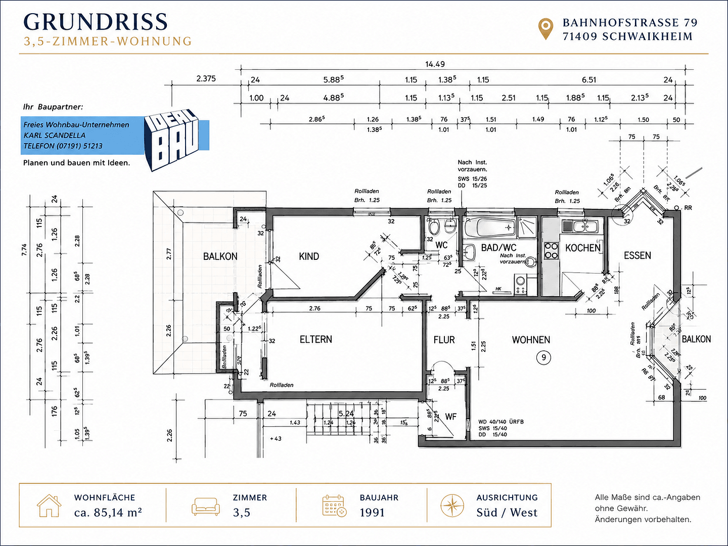 Prodej bytu 3+kk 86 m², Bahnhofstraße 79, Schwaikheim, Bádensko-Württembersko Prodej bytu 3+kk 86 m², Bahnhofstraße 79, Schwaikheim, Bádensko-Württembersko