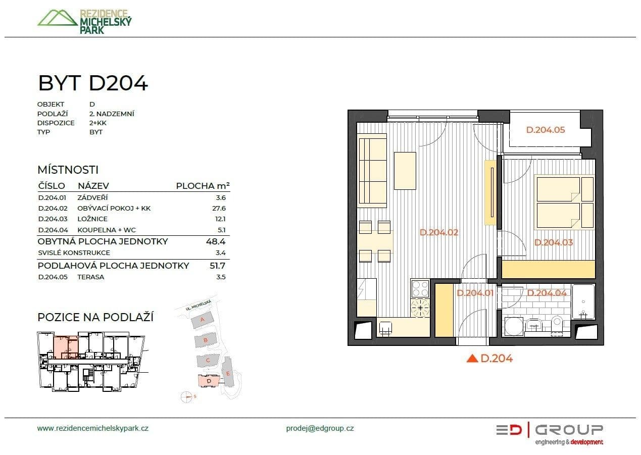 Pronájem bytu 2+kk 54 m², Michelská, Praha, Praha Pronájem bytu 2+kk 54 m², Michelská, Praha, Praha