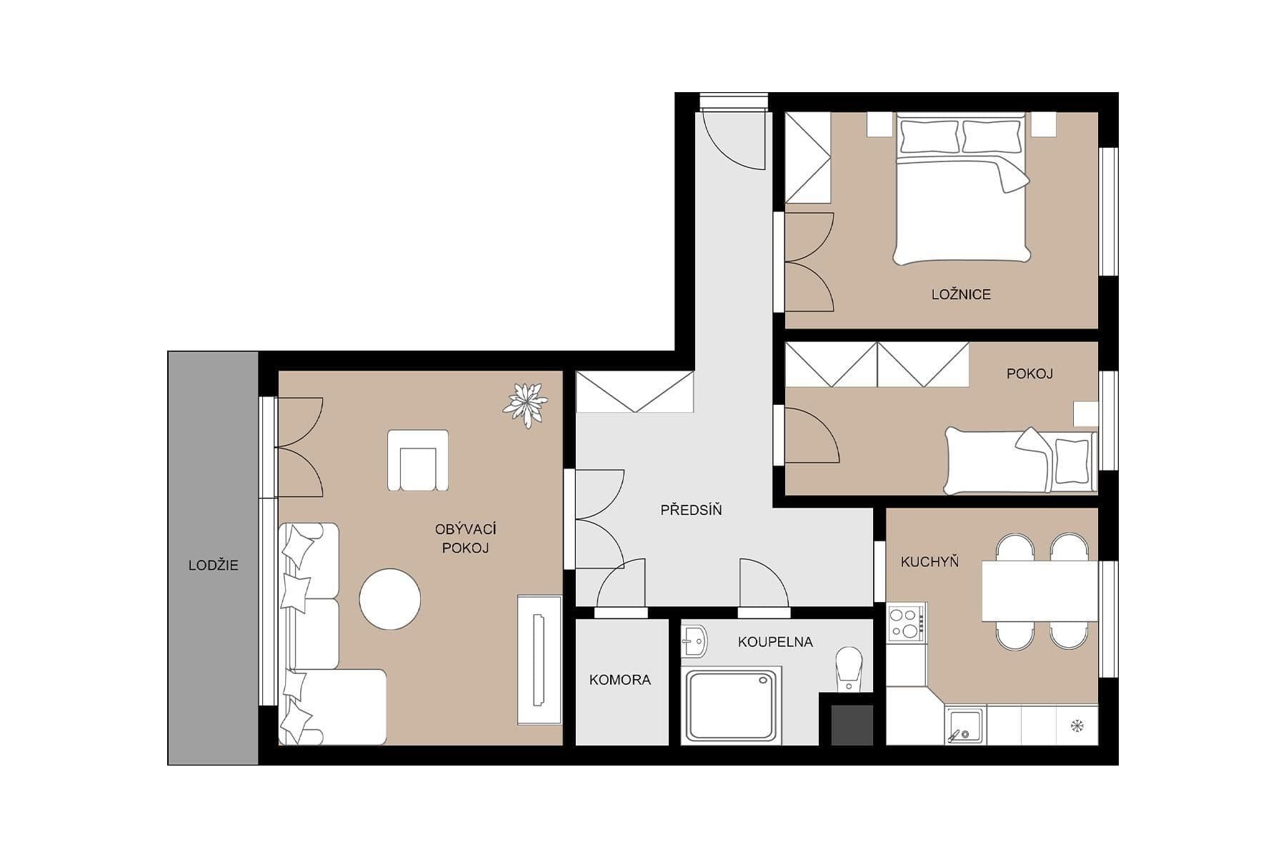 Prodej bytu 3+1 69 m², Okořská, Praha, Praha Prodej bytu 3+1 69 m², Okořská, Praha, Praha