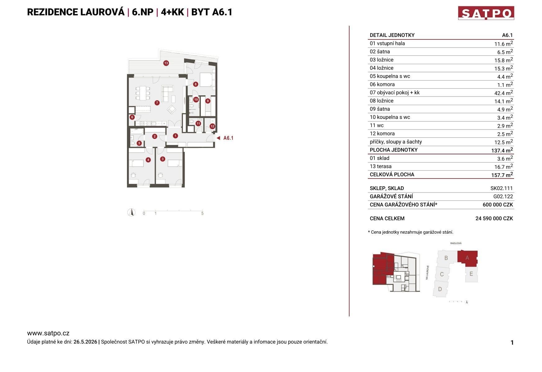 Prodej bytu 4+kk 137 m², Na Laurové, Praha, Praha Prodej bytu 4+kk 137 m², Na Laurové, Praha, Praha