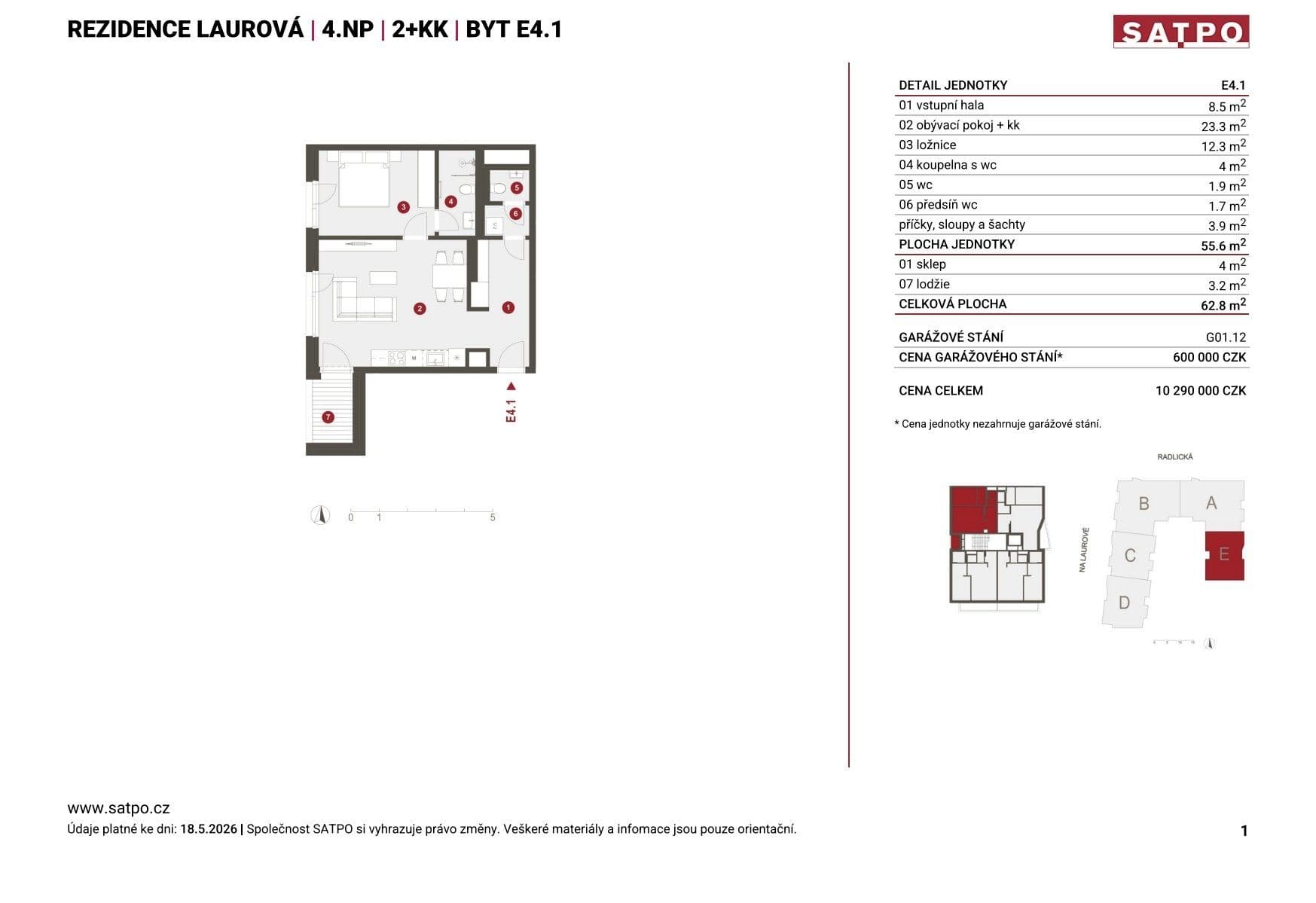 Prodej bytu 2+kk 56 m², Na Laurové, Praha, Praha Prodej bytu 2+kk 56 m², Na Laurové, Praha, Praha