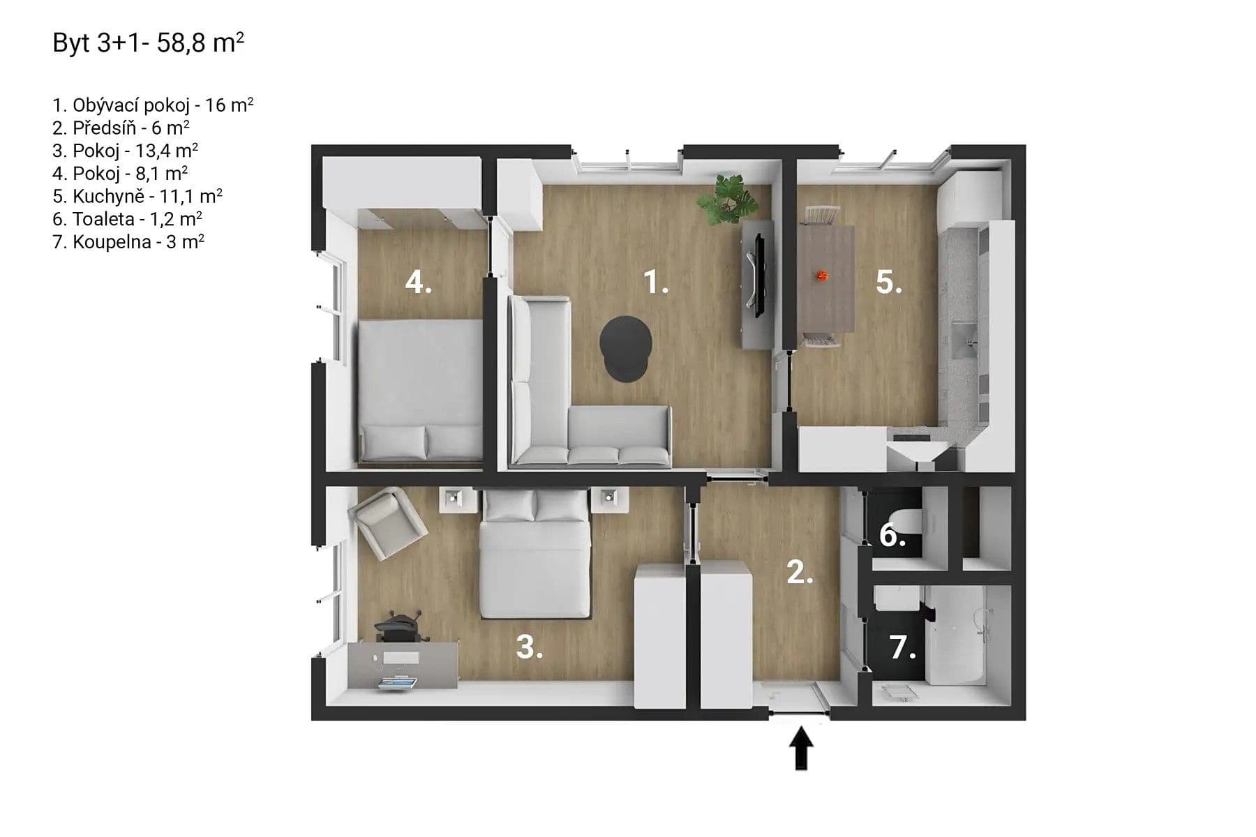 Pronájem bytu 3+1 59 m², Vlnařská, Liberec, Liberecký kraj Pronájem bytu 3+1 59 m², Vlnařská, Liberec, Liberecký kraj