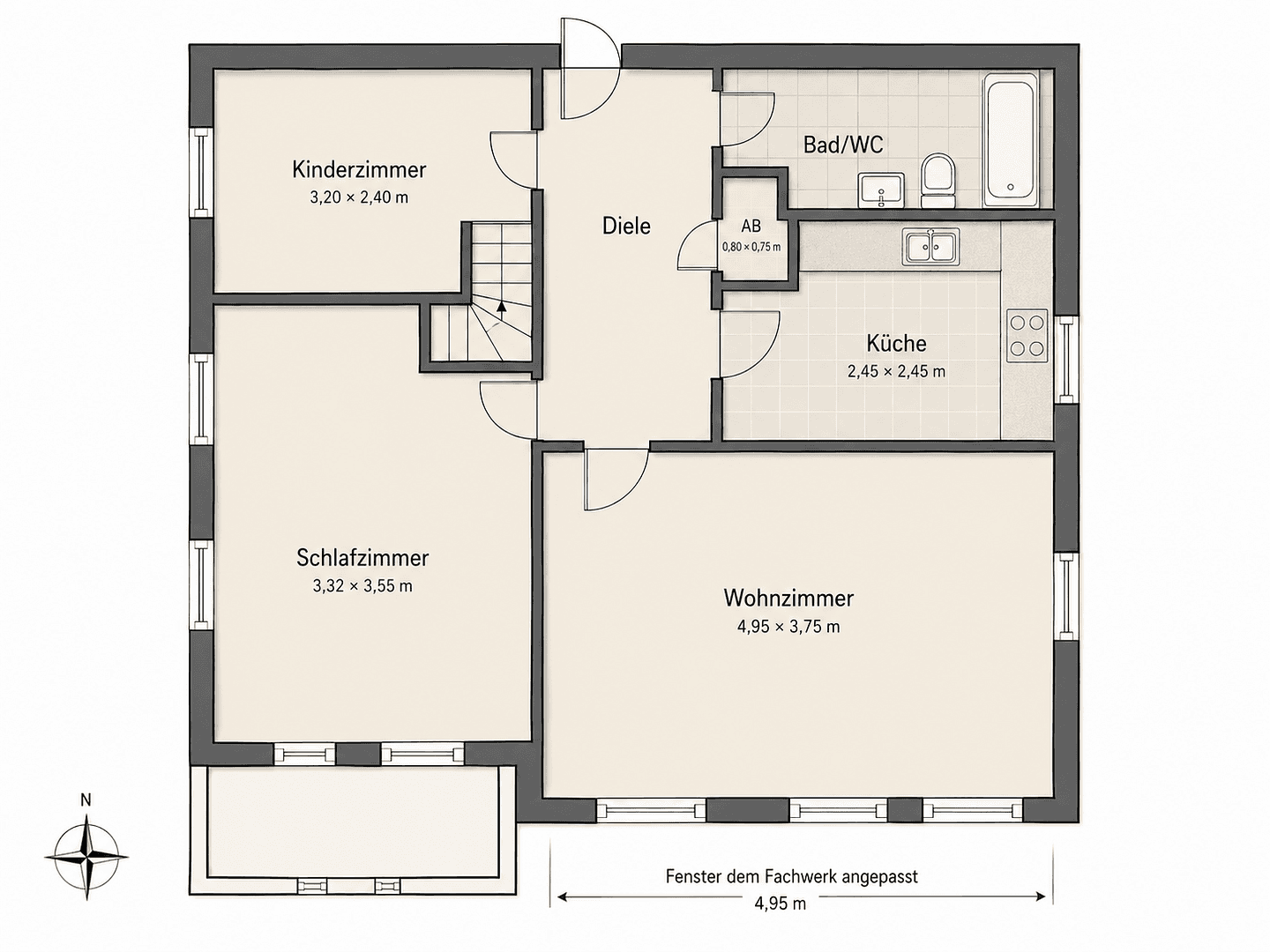 Pronájem bytu 3+1 63 m², Papenstraße 48, Lemgo, Severní Porýní-Vestfálsko Pronájem bytu 3+1 63 m², Papenstraße 48, Lemgo, Severní Porýní-Vestfálsko