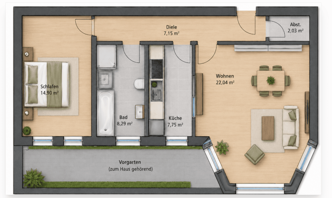 Pronájem bytu 2+1 62 m², Weststr. 52, Chemnitz, Sasko Pronájem bytu 2+1 62 m², Weststr. 52, Chemnitz, Sasko