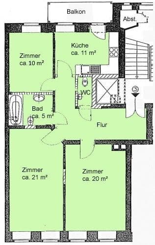 Pronájem bytu 3+1 84 m², Reichpietschstraße 7, Leipzig, Sasko Pronájem bytu 3+1 84 m², Reichpietschstraße 7, Leipzig, Sasko