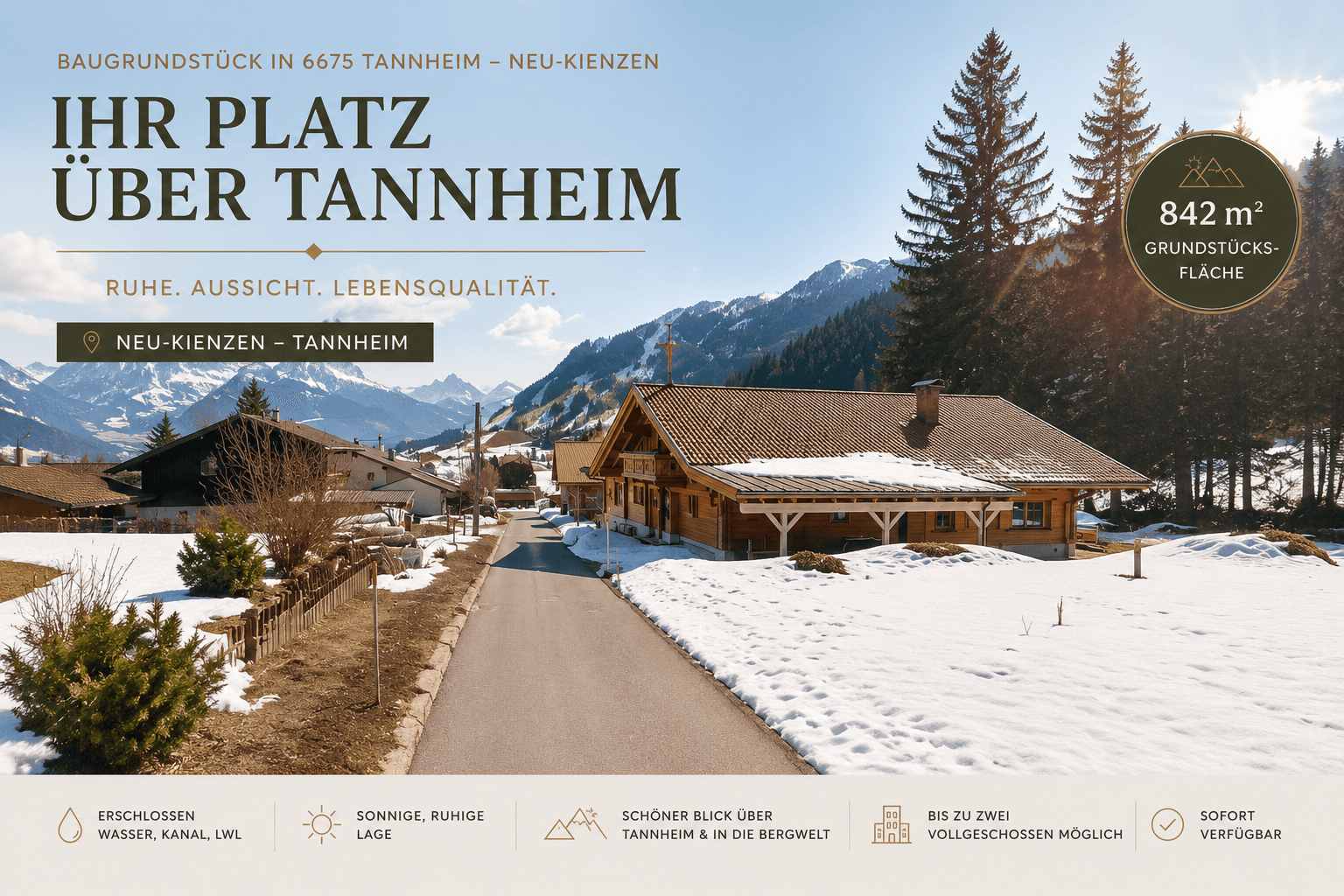 Prodej pozemku 842 m², Neu-Kienzen 70, Tannheim, Tyrolsko Prodej pozemku 842 m², Neu-Kienzen 70, Tannheim, Tyrolsko
