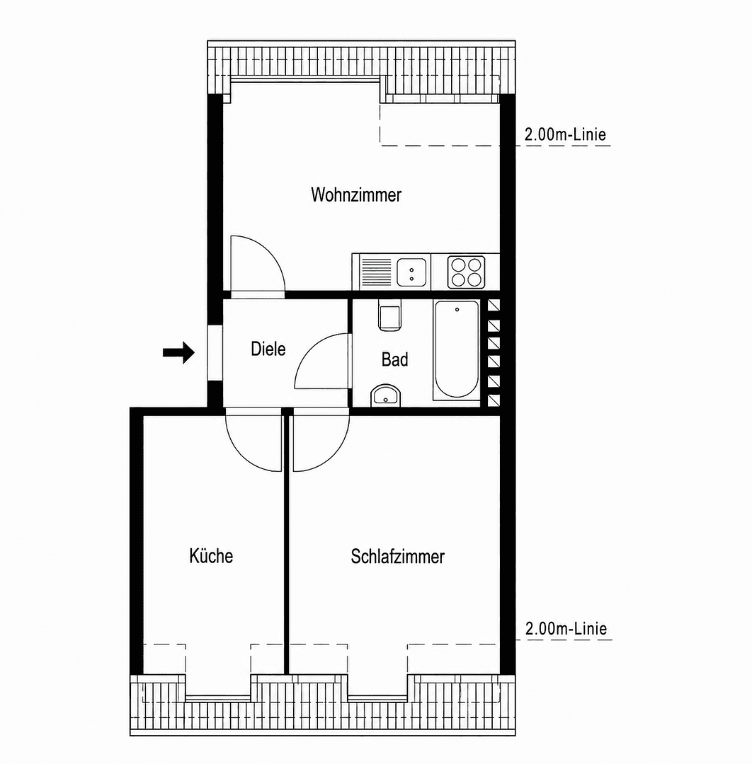 Pronájem bytu 2+kk 43 m², Fliederstraße 27, Marl, Severní Porýní-Vestfálsko Pronájem bytu 2+kk 43 m², Fliederstraße 27, Marl, Severní Porýní-Vestfálsko