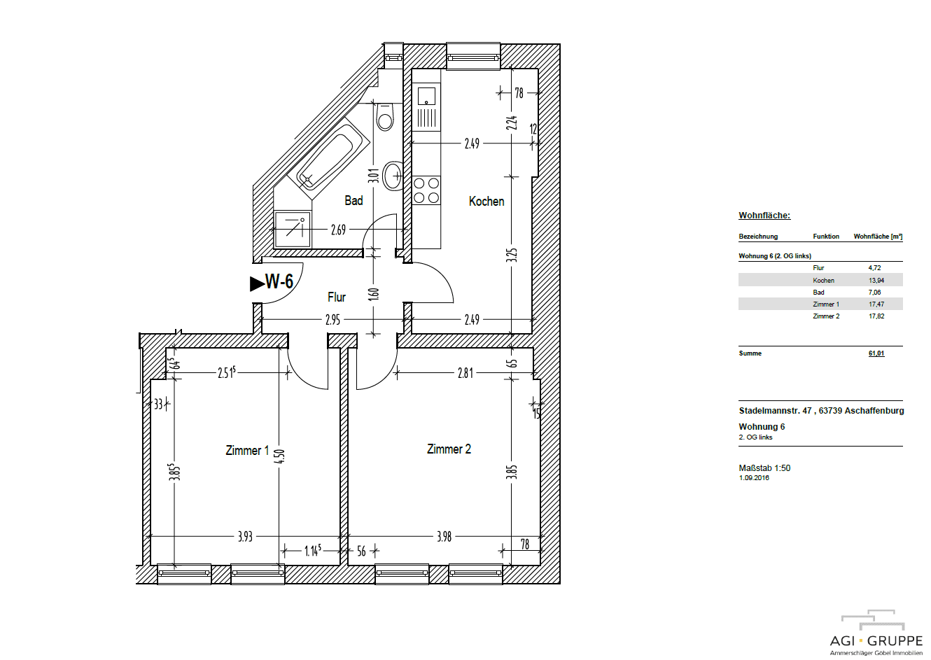 Pronájem bytu 2+1 61 m², Stadelmannstraße 47, Bayern - Aschaffenburg, Bavorsko Pronájem bytu 2+1 61 m², Stadelmannstraße 47, Bayern - Aschaffenburg, Bavorsko