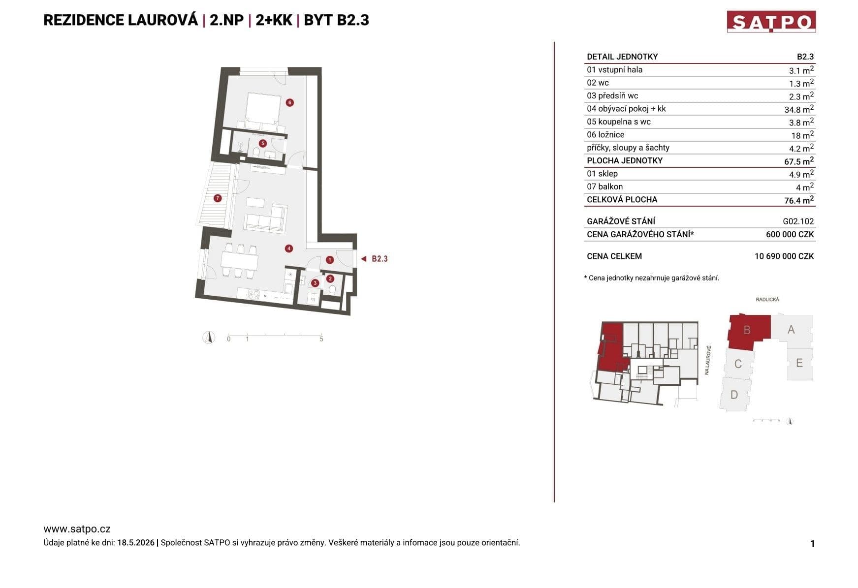 Prodej bytu 2+kk 77 m², Na Laurové, Praha, Praha Prodej bytu 2+kk 77 m², Na Laurové, Praha, Praha