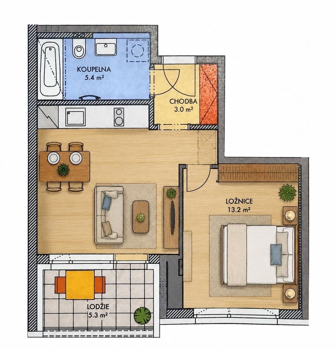 Prodej bytu 2+kk 40 m², Gollové, Praha, Praha Prodej bytu 2+kk 40 m², Gollové, Praha, Praha