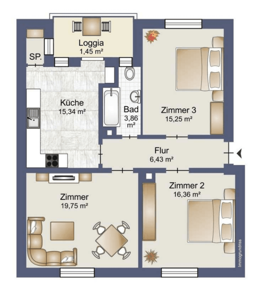 Pronájem bytu 3+1 79 m², Ekkehardstraße 51, Singen (Hohentwiel), Bádensko-Württembersko Pronájem bytu 3+1 79 m², Ekkehardstraße 51, Singen (Hohentwiel), Bádensko-Württembersko