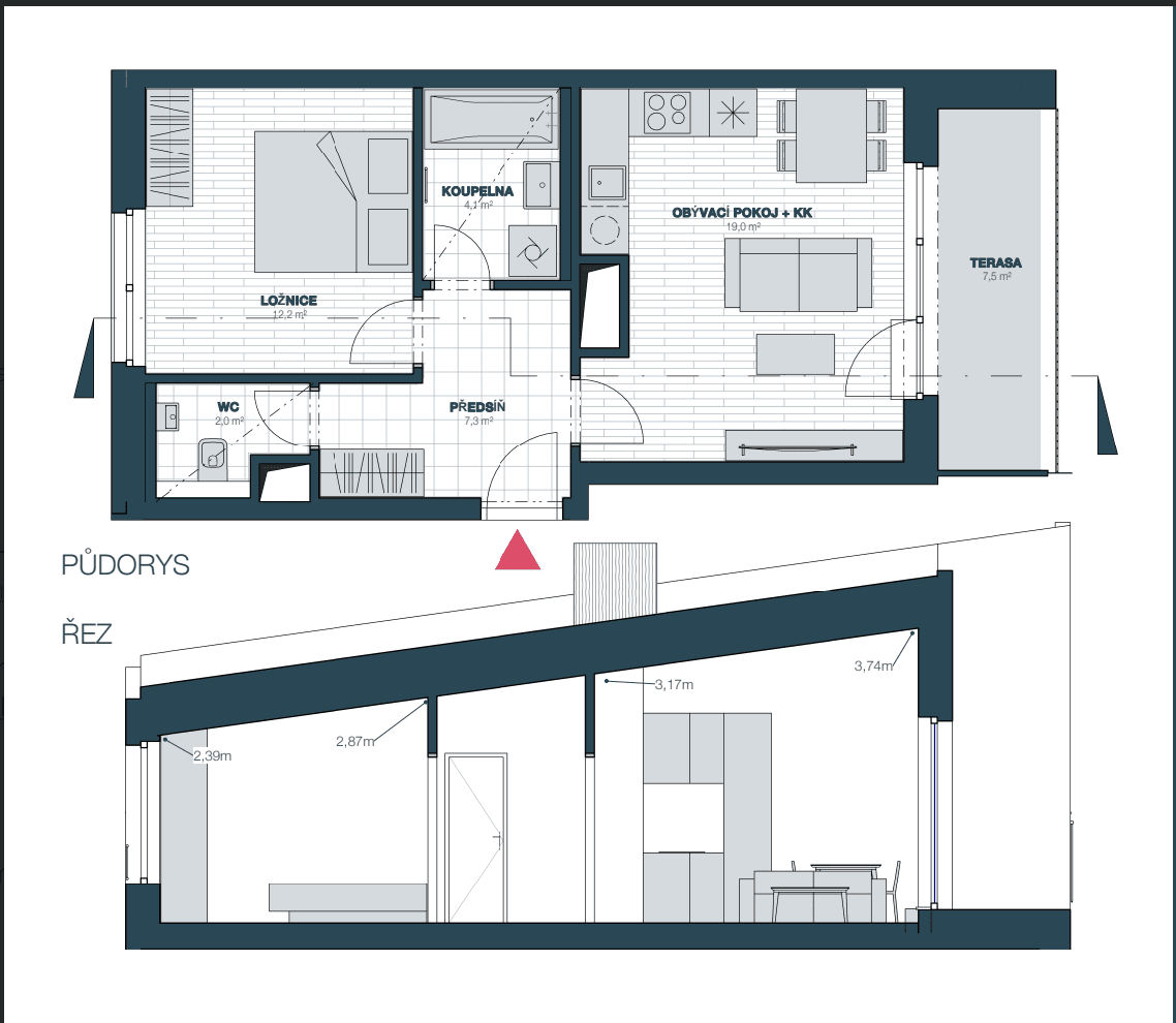 Pronájem bytu 2+kk 49 m², Červená báň, Praha, Praha Pronájem bytu 2+kk 49 m², Červená báň, Praha, Praha