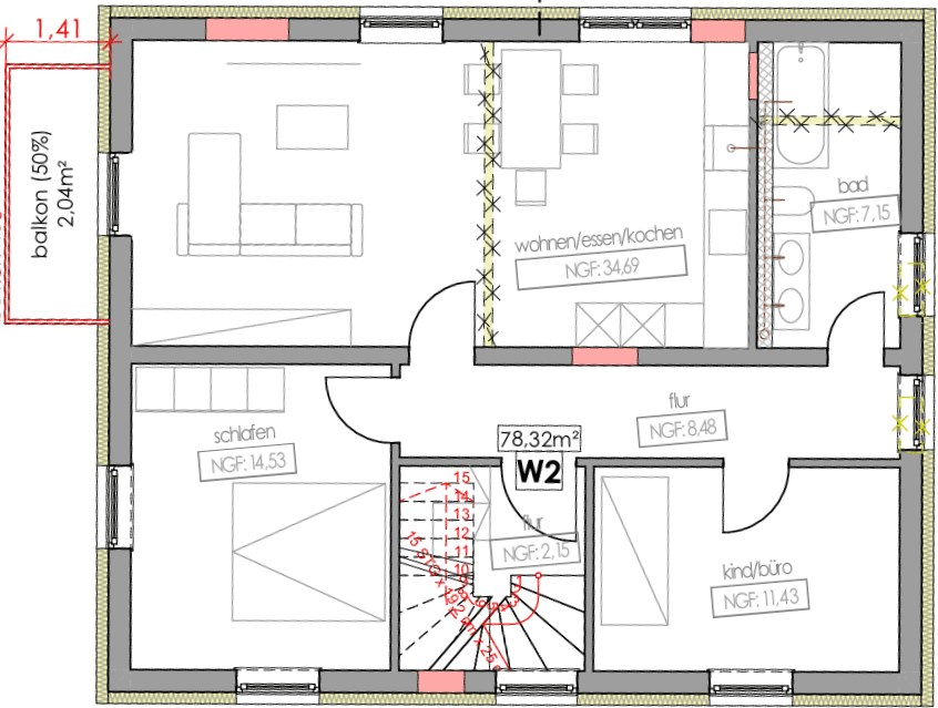 Pronájem bytu 3+1 79 m², Hofkirchen, Bavorsko Pronájem bytu 3+1 79 m², Hofkirchen, Bavorsko