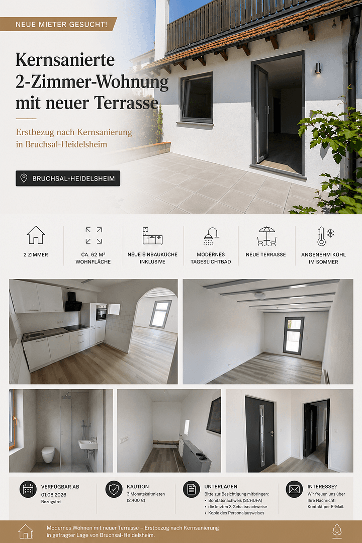 Pronájem bytu 2+1 61 m², Bruchsal, Bádensko-Württembersko Pronájem bytu 2+1 61 m², Bruchsal, Bádensko-Württembersko