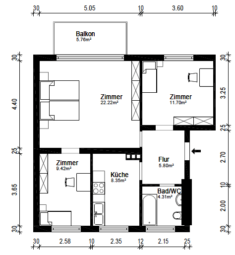 Pronájem bytu 3+1 64 m², Pforzheim, Bádensko-Württembersko Pronájem bytu 3+1 64 m², Pforzheim, Bádensko-Württembersko