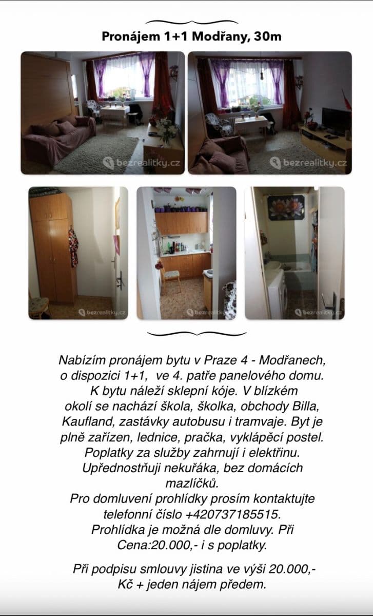 Pronájem bytu 1+1 40 m², Plevenská, Praha, Praha Pronájem bytu 1+1 40 m², Plevenská, Praha, Praha