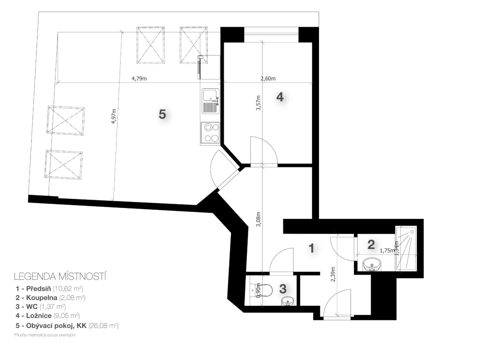 Prodej bytu 2+kk 51 m², Žerotínova, Praha, Praha Prodej bytu 2+kk 51 m², Žerotínova, Praha, Praha