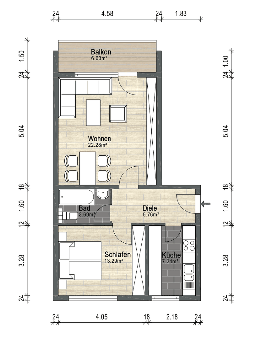 Pronájem bytu 2+1 56 m², Berliner Straße 11, Hannover, Dolní Sasko Pronájem bytu 2+1 56 m², Berliner Straße 11, Hannover, Dolní Sasko
