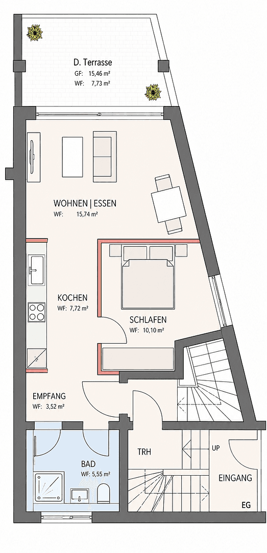 Pronájem bytu 2+1 50 m², Frintroper Str. 208, Essen, Severní Porýní-Vestfálsko Pronájem bytu 2+1 50 m², Frintroper Str. 208, Essen, Severní Porýní-Vestfálsko