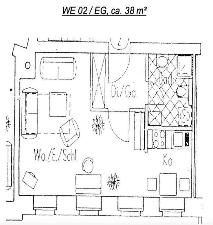 Pronájem bytu 1+1 38 m², Inselstraße 14, Chemnitz, Sasko Pronájem bytu 1+1 38 m², Inselstraße 14, Chemnitz, Sasko
