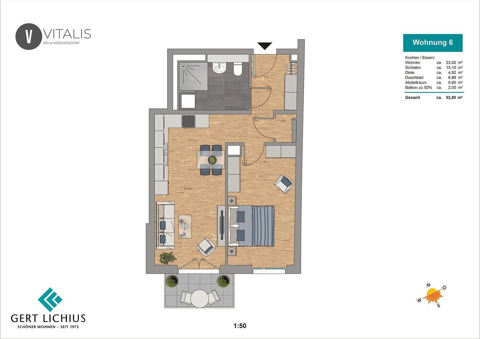 Prodej bytu 2+1 53 m², Vitalisstraße 361a, Köln, Severní Porýní-Vestfálsko Prodej bytu 2+1 53 m², Vitalisstraße 361a, Köln, Severní Porýní-Vestfálsko
