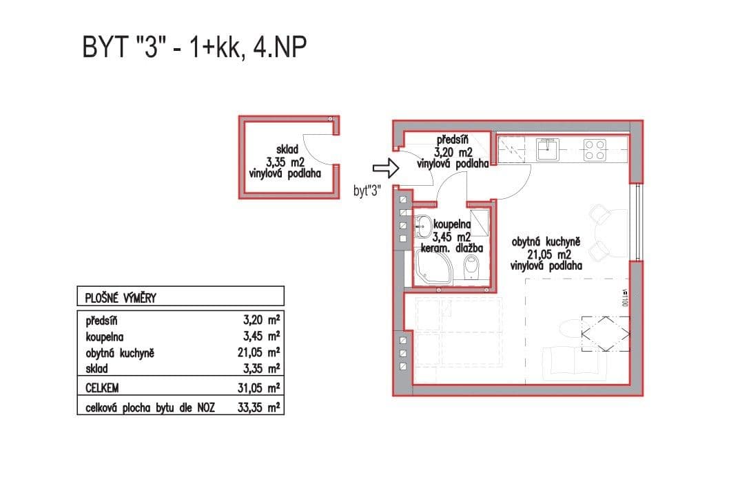 Pronájem bytu 1+kk 33 m², Kosmákova, Brno, Jihomoravský kraj Pronájem bytu 1+kk 33 m², Kosmákova, Brno, Jihomoravský kraj