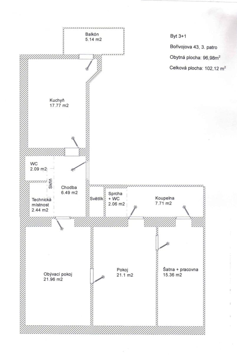 Pronájem bytu 3+1 96 m², Bořivojova, Praha, Praha Pronájem bytu 3+1 96 m², Bořivojova, Praha, Praha