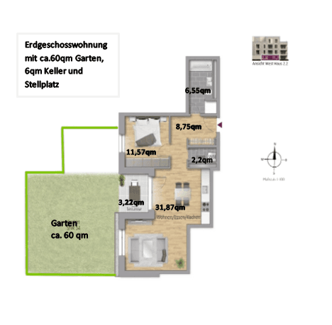 Pronájem bytu 2+1 65 m², Herbert-Belser-Ring 8,, Maintal, Hessen Pronájem bytu 2+1 65 m², Herbert-Belser-Ring 8,, Maintal, Hessen