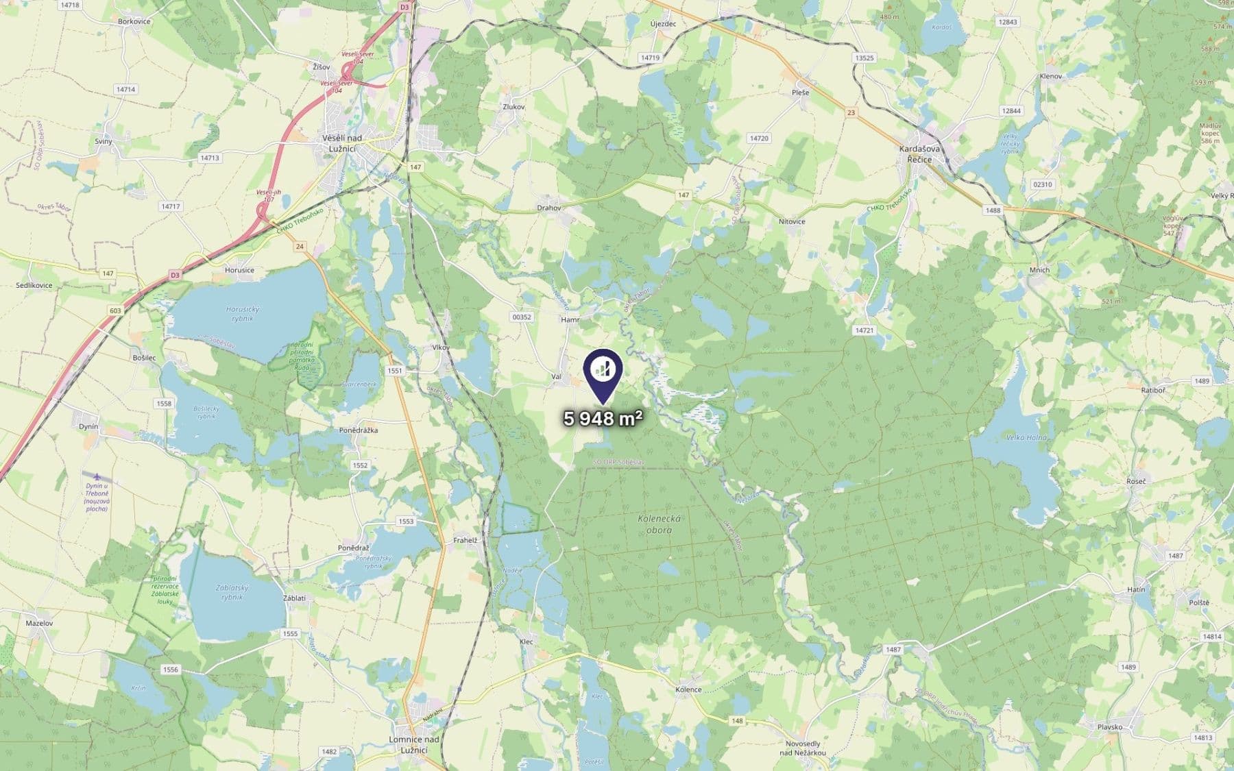 Prodej pozemku 5.948 m², Val, Jihočeský kraj Prodej pozemku 5.948 m², Val, Jihočeský kraj