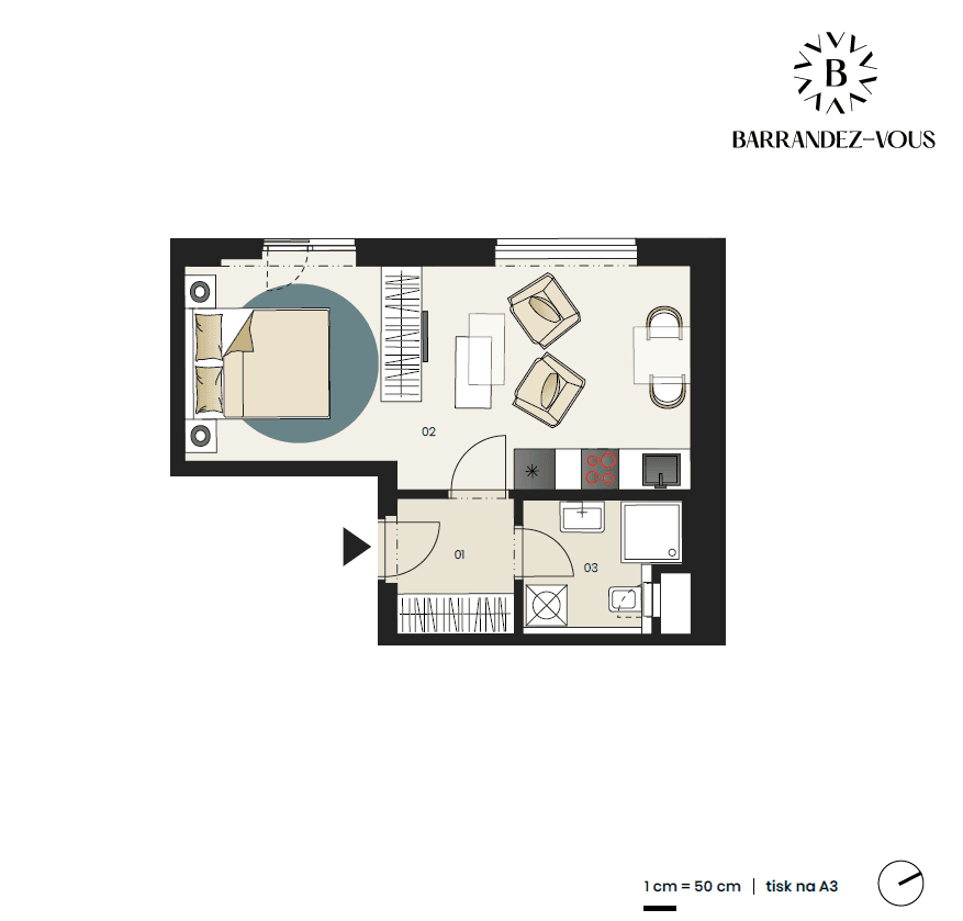 Pronájem bytu 1+kk 31 m², Kurandové, Praha, Praha Pronájem bytu 1+kk 31 m², Kurandové, Praha, Praha