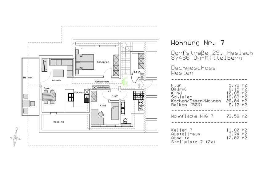 Pronájem bytu 3+1 76 m², Dorfstraße 29, Oy-Mittelberg, Bavorsko Pronájem bytu 3+1 76 m², Dorfstraße 29, Oy-Mittelberg, Bavorsko