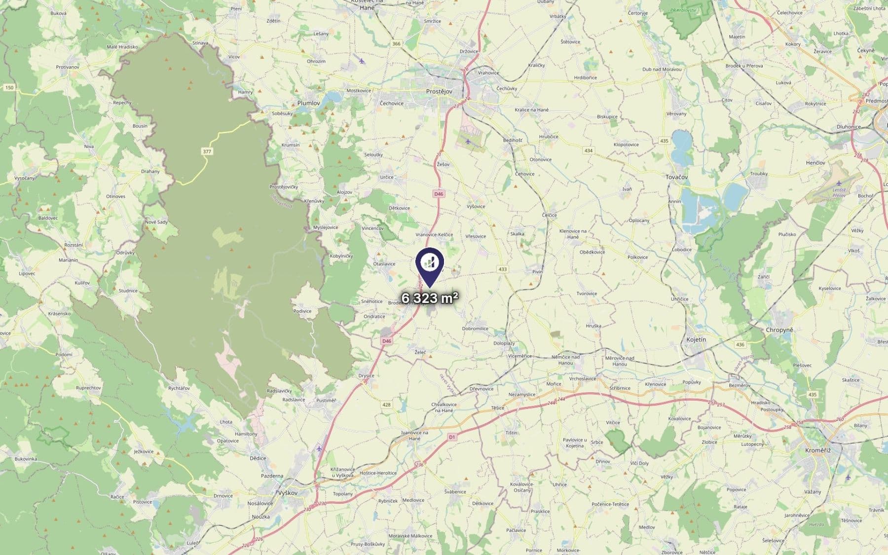 Prodej pozemku 6.323 m², Hradčany-Kobeřice, Olomoucký kraj Prodej pozemku 6.323 m², Hradčany-Kobeřice, Olomoucký kraj