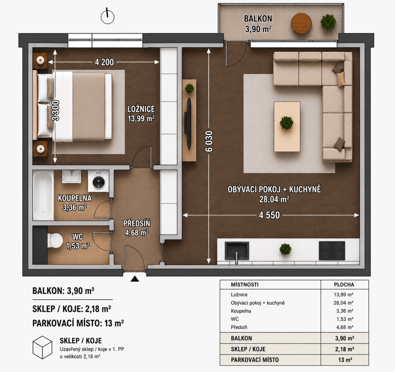 Prodej bytu 2+kk 53 m², Uherova, Chýně, Středočeský kraj Prodej bytu 2+kk 53 m², Uherova, Chýně, Středočeský kraj