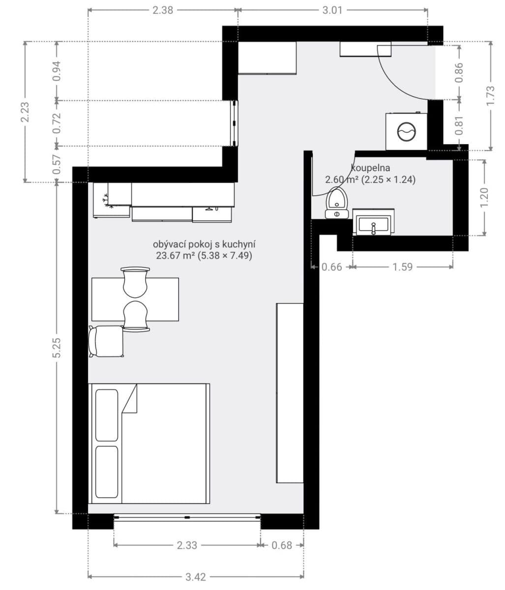 Pronájem bytu 1+kk 27 m², Antala Staška, Praha, Praha Pronájem bytu 1+kk 27 m², Antala Staška, Praha, Praha