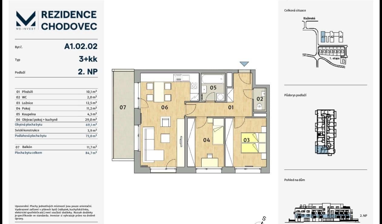 Pronájem bytu 3+kk 73 m², Blažimská, Praha, Praha Pronájem bytu 3+kk 73 m², Blažimská, Praha, Praha
