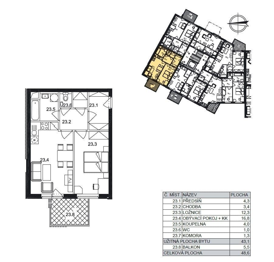 Pronájem bytu 2+kk 43 m², Vladycká, Praha, Praha Pronájem bytu 2+kk 43 m², Vladycká, Praha, Praha