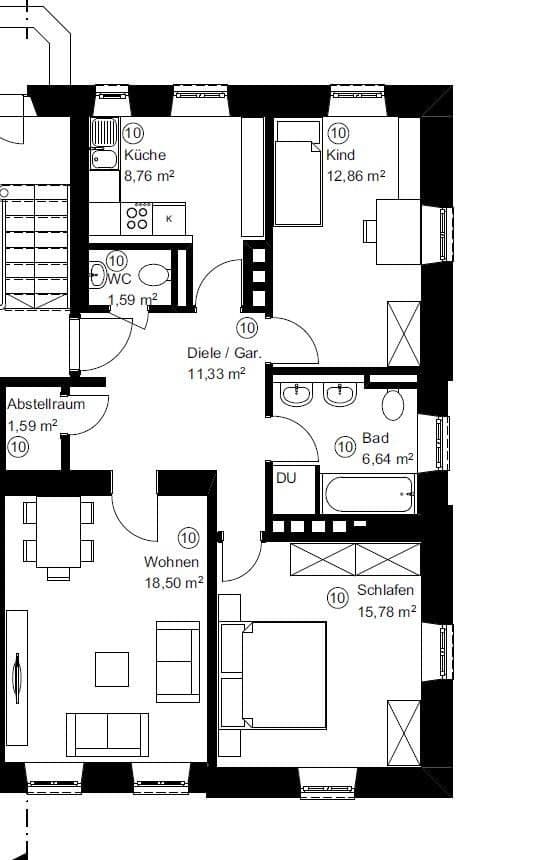 Pronájem bytu 3+1 77 m², Vogelmauer 45, Augsburg, Bavorsko Pronájem bytu 3+1 77 m², Vogelmauer 45, Augsburg, Bavorsko