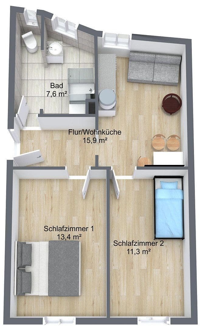 Prodej bytu 3+1 47 m², Wilhelmstr. 16, Nürnberg, Bavorsko Prodej bytu 3+1 47 m², Wilhelmstr. 16, Nürnberg, Bavorsko