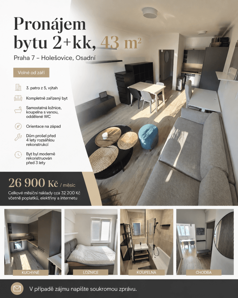 Pronájem bytu 2+kk 43 m², Osadní, Praha, Praha Pronájem bytu 2+kk 43 m², Osadní, Praha, Praha
