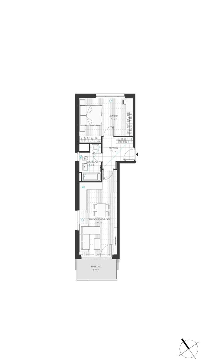 Pronájem bytu 2+kk 56 m², Veselovského, Praha, Praha Pronájem bytu 2+kk 56 m², Veselovského, Praha, Praha