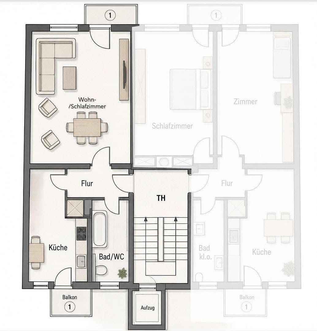 Pronájem bytu 1+kk 43 m², Augartenstraße 44, Mannheim, Bádensko-Württembersko Pronájem bytu 1+kk 43 m², Augartenstraße 44, Mannheim, Bádensko-Württembersko